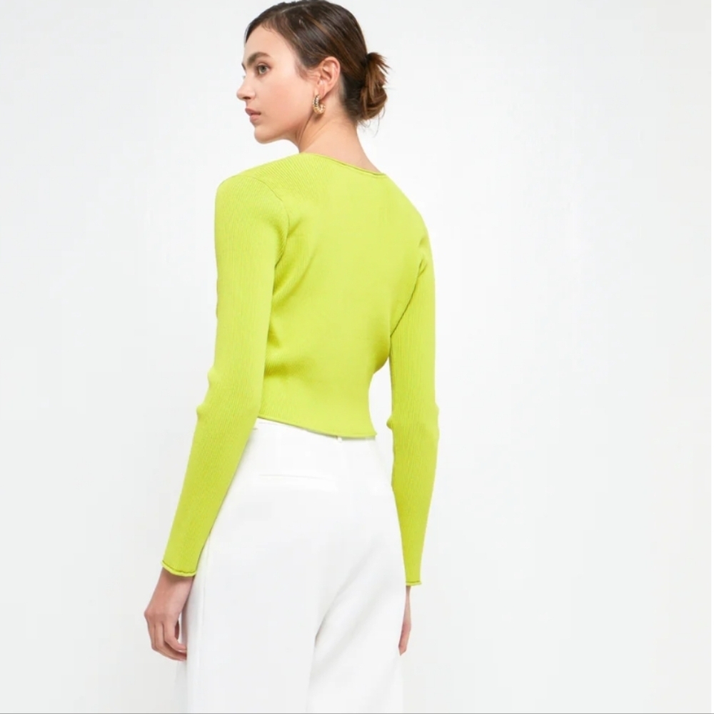 Endless Rose Green Fine Ribbed Cardigan Size Med NEW